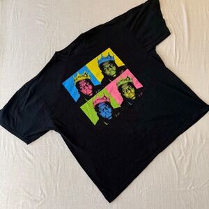 Notorious‎ B.I.G. Biggie Smalls Pop Art Crown Graphic T-Shirt Black Mens 2XL